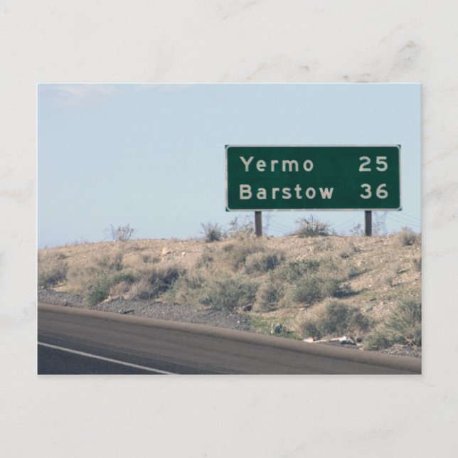 Postal Rótulo de la autopista - Miles a Yermo y Barstow (Anverso)