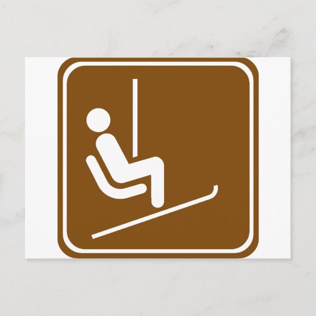 Postal Rótulo de la autopista Ski Lift (Anverso)