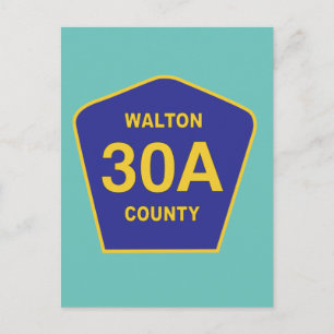 Postal Rótulo de la autopista Walton County 30A Florida