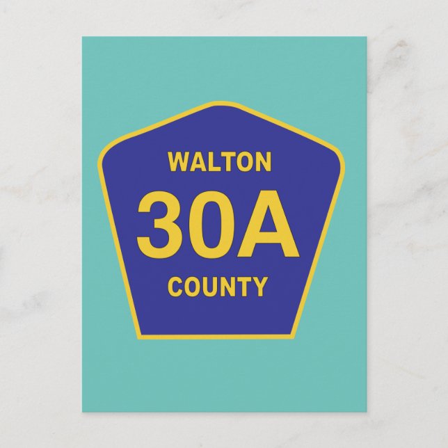 Postal Rótulo de la autopista Walton County 30A Florida (Anverso)