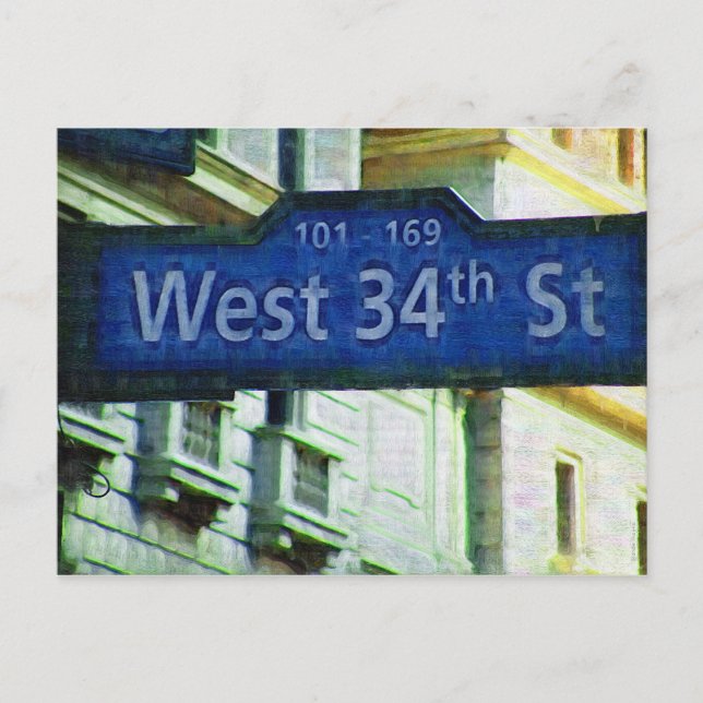 Postal Rótulo de la Calle 34 del Oeste de Nueva York (Anverso)
