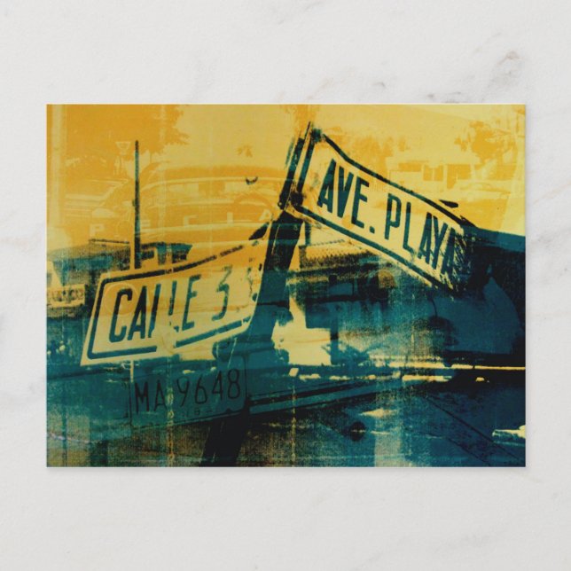 Postal Rótulo de la calle verde y amarilla (Anverso)