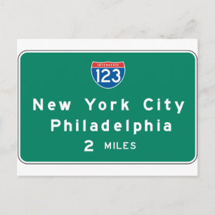 Postal Rótulo de la Carretera Filadelfia de Nueva York