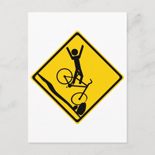 Postal Rótulo de la carretera Mtn Biker Crash Road (Anverso)