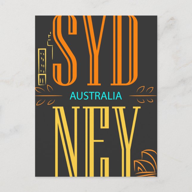 Postal Rótulo de la ciudad de Australia en Sydney (Anverso)