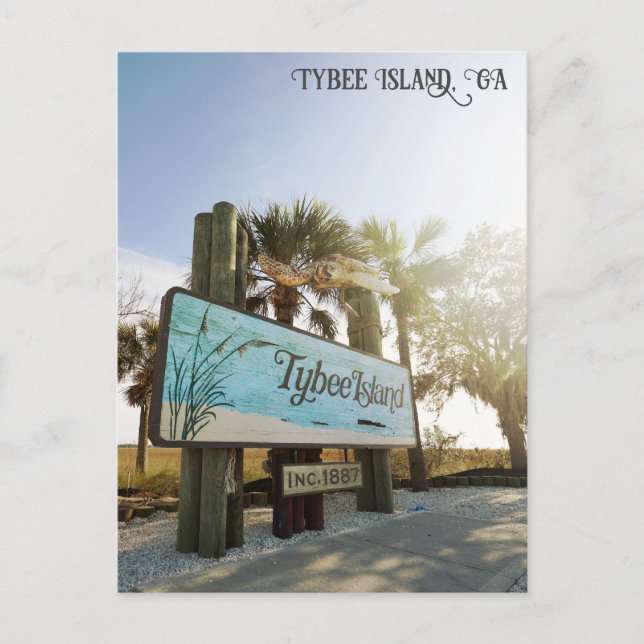 Postal Rótulo de la isla Tybee Georgia Travel (Anverso)