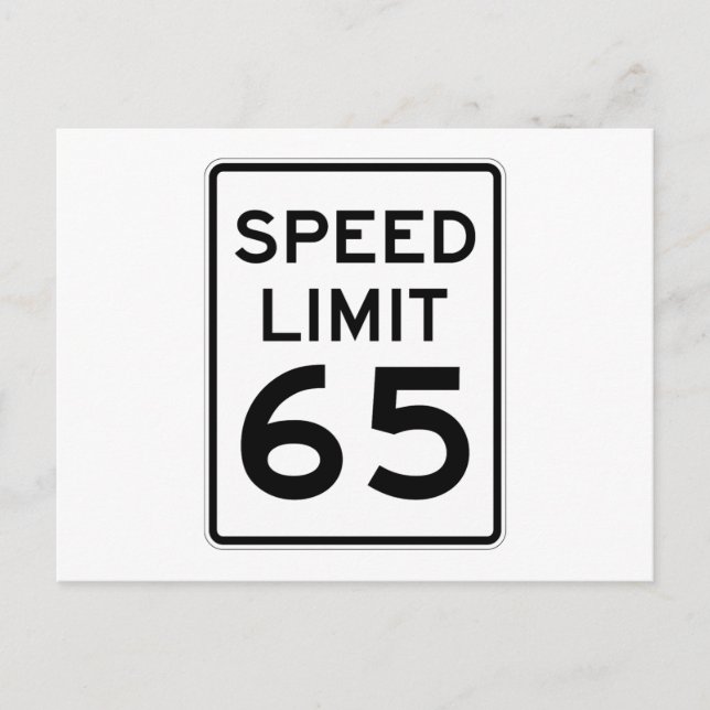 Postal Rótulo de límite de velocidad de 65 MPH (Anverso)