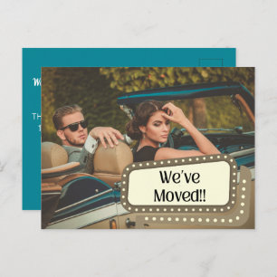 Postal Rótulo de moda antiguo retro Pareja Moviendo nueva