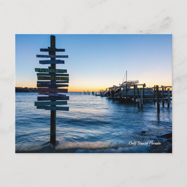Postal Rótulo De Pensacola Bay Sunset By Dock Postcard (Anverso)