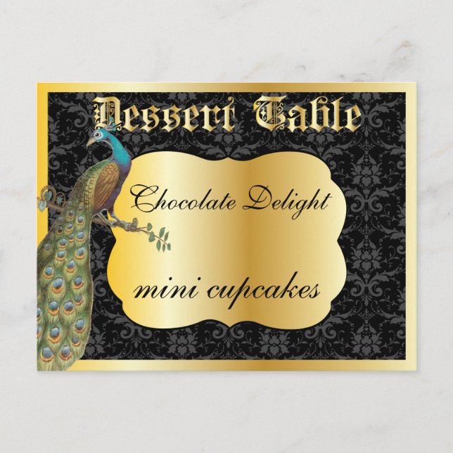 Postal Rótulo de postre de oro o de mesa de caramelo (Anverso)