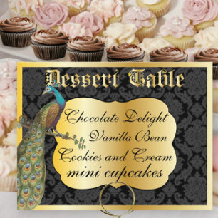 Postal Rótulo de postre de oro o de mesa de caramelo