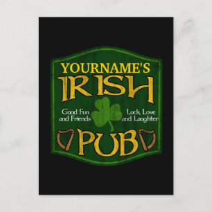 Postal Rótulo de pub irlandés personalizado