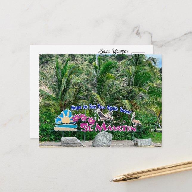 Postal Rótulo de Saint Maarten (Anverso/Reverso In Situ)