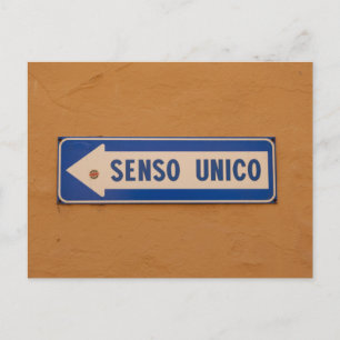 Postal Rótulo de una vía en italiano - Senso Unico