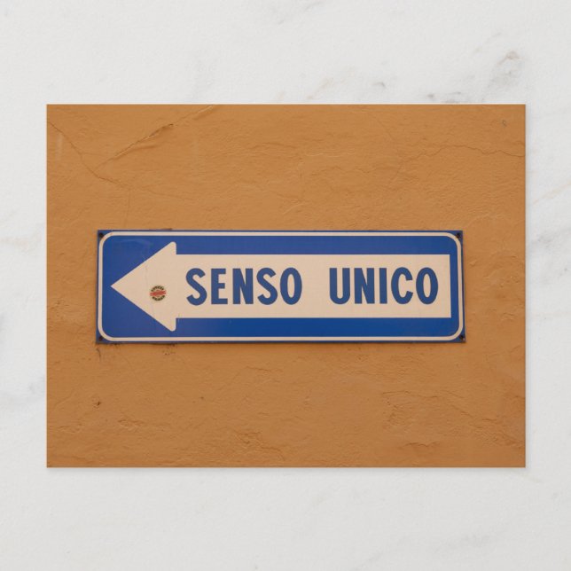 Postal Rótulo de una vía en italiano - Senso Unico (Anverso)