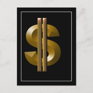 Postal Rótulo del dólar dorado