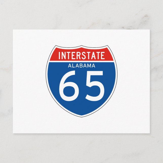 Postal Rótulo Interestatal 65 - Alabama (Anverso)