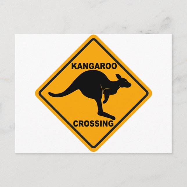Postal Rótulo Kangaroo Crossing (Anverso)