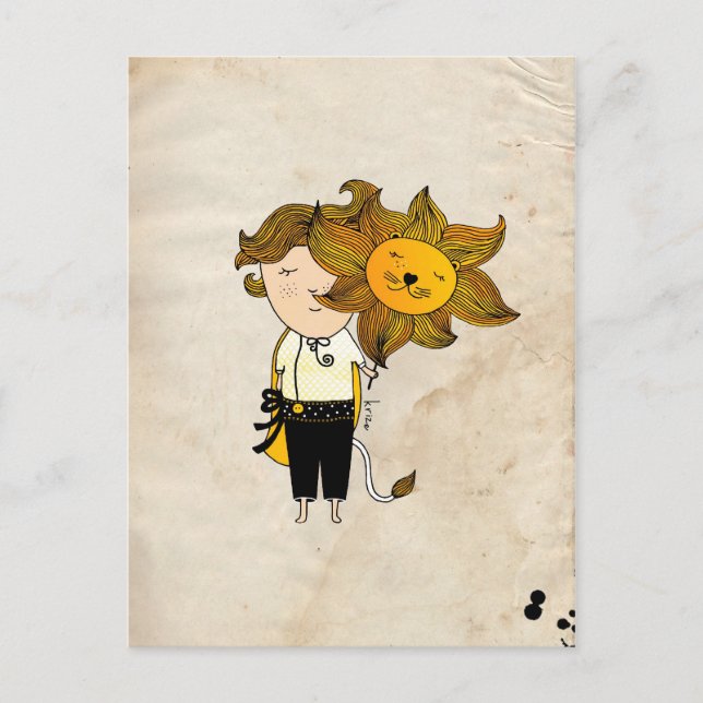 Postal Rótulo Leo Boy Zodiac (Anverso)