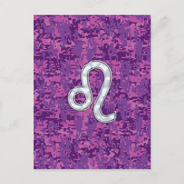 Postal Rótulo Leo Zodiac en camuflaje digital de Fuchsia (Anverso)