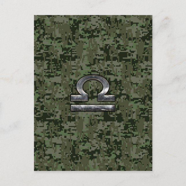 Postal Rótulo Libra Zodiac en camo digital Woodland Green (Anverso)