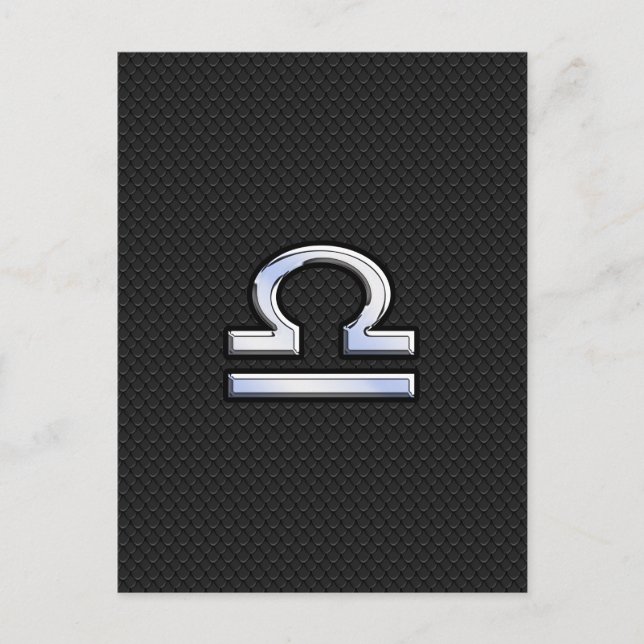 Postal Rótulo Libra Zodiac plateado sobre el estilo de pi (Anverso)