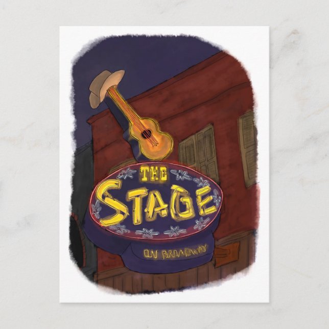 Postal Rótulo Neon en Broadway Nashville, TN - Postcard (Anverso)