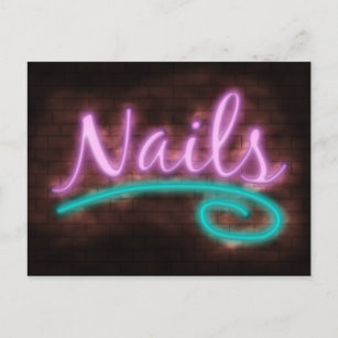 Postal Rótulo Neon Nails