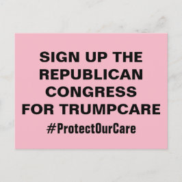 Postal Rótulo para que TrumpCare proteja nuestros cuidado