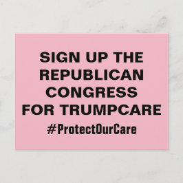 Postal Rótulo para que TrumpCare proteja nuestros cuidado