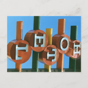 Postal Rótulo Retro Vintage Neon Hotel/Motel