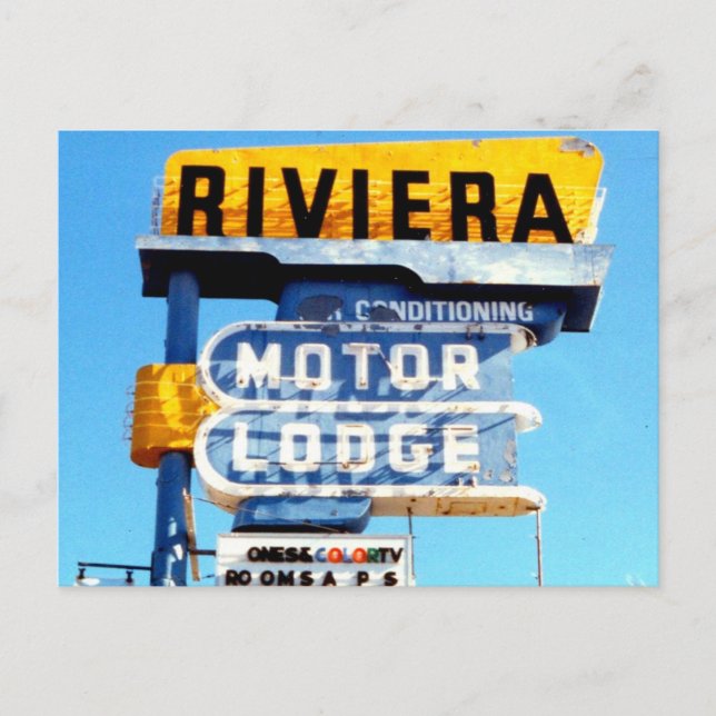 Postal Rótulo Retro Vintage Neon Motel (Anverso)