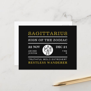 Postal Rótulo sagitario del zodiaco, astrológico
