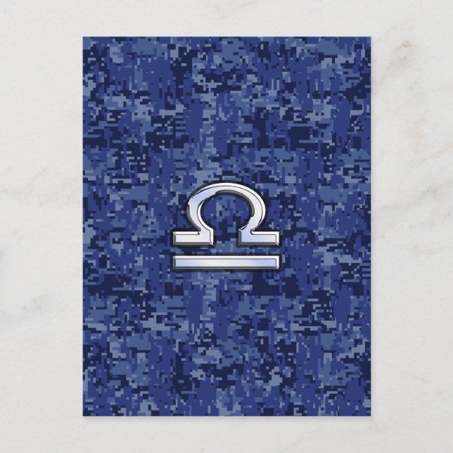 Postal Rótulo Silver Libra Zodiac en camo digital azul (Anverso)