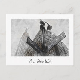 Postal Rótulo Vintage Broadway Corner - Nueva York