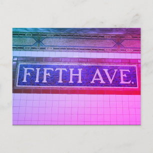 Postal Rótulo Vintage de la Quinta Avenida - Manhattan, N