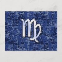 Rótulo Virgo Zodiac en camuflaje digital azul