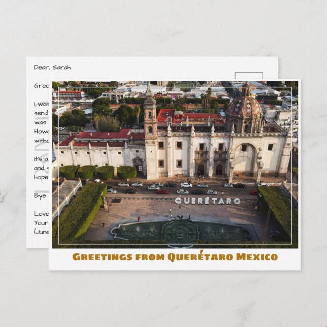 Postal Rótulo y patio de Querétaro México (Anverso / Reverso)