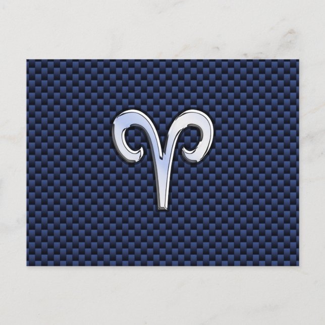 Postal Rótulo Zodiac Silver Aries Impresión de fibra de c (Anverso)