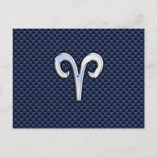 Postal Rótulo Zodiac Silver Aries Impresión de fibra de c