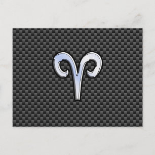 Postal Rótulo Zodiac Silver Aries Impresión de fibra de c