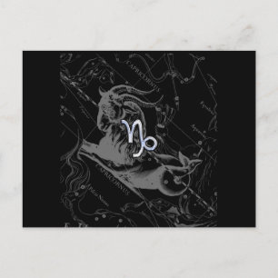 Postal Rótulo Zodiaco de Capricornio con estilo cromado e