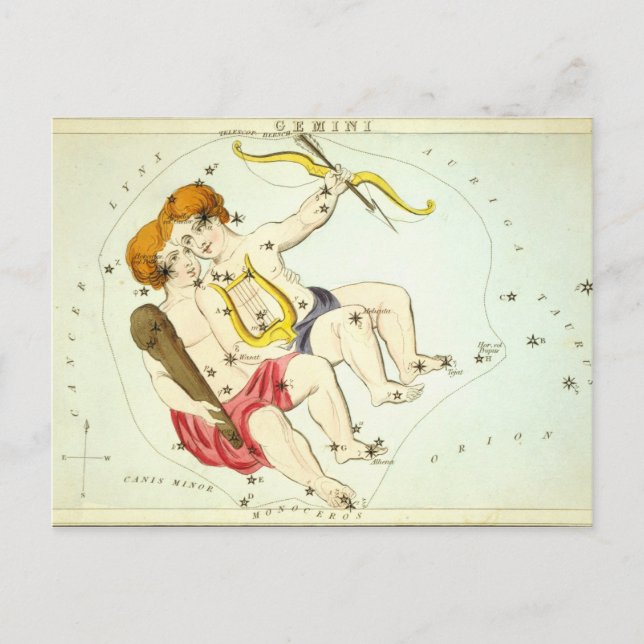 Postal Rótulo zodiaco: Gemini (Anverso)
