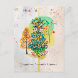 Postal Rótulo zodiaco Gemini Gemini Geminas singulares Am