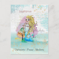 Rótulo Zodiaco Sagittarius El Azul Chica Arquero