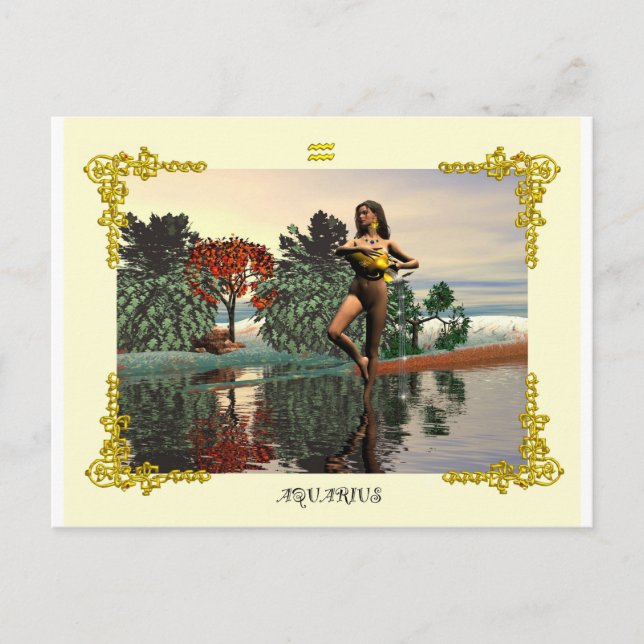 Postal Rótulos DE CUMPLEAÑOS DE ZODIAC / AQUARIUS (Anverso)