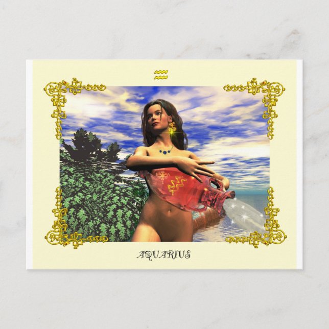 Postal Rótulos DE CUMPLEAÑOS DE ZODIAC / AQUARIUS (Anverso)