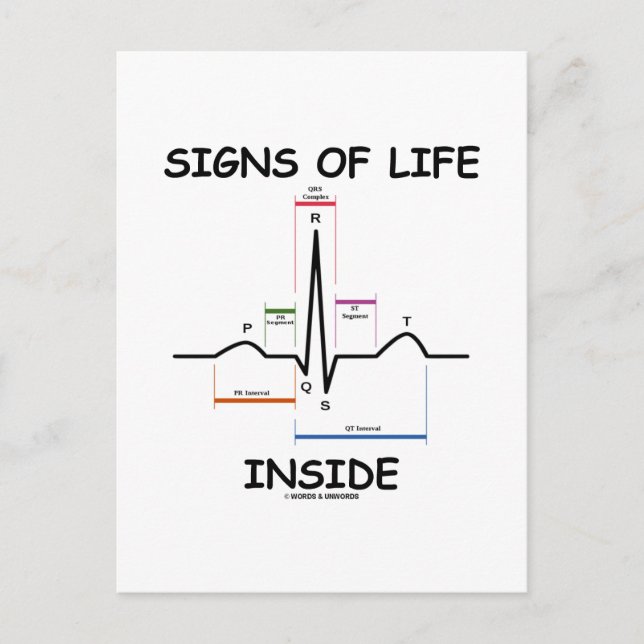 Postal Rótulos De Vida Interior (latido del ECG/EKG) (Anverso)