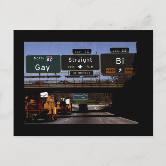 Postal Rótulos Gay/Straight/Bi Road (Anverso)