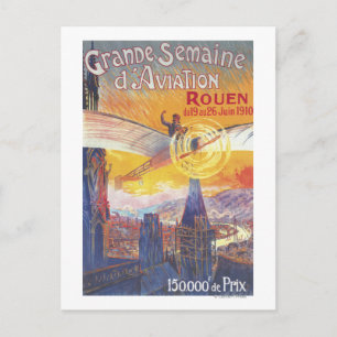 Postal Rouen, Francia - Piloto y Avión
